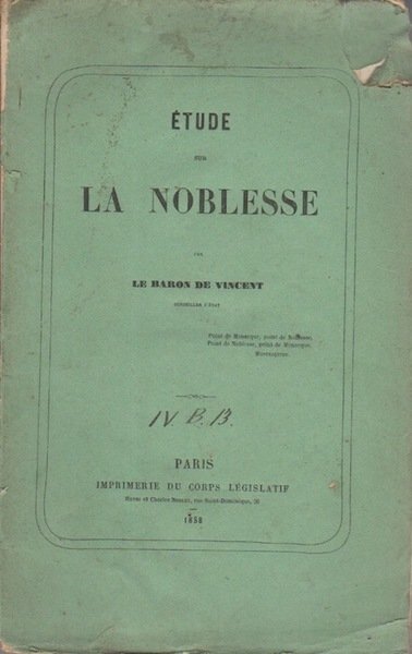 Etude sur la noblesse.