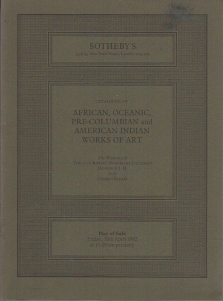 African, Oceanic and Pre-Columbian and American Indian works of Art. …