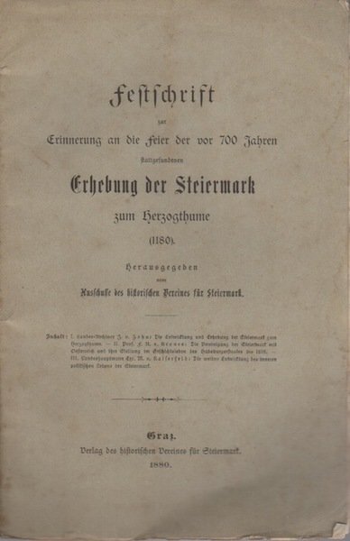 Festschrift zur Erinnerung an die Feier der vor 700 Jahren …