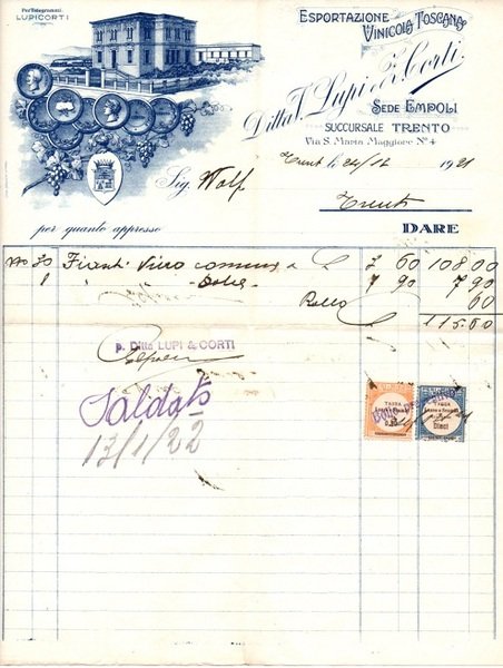 Ditta V. Lupi e Z. Corti: Empoli, Trento.