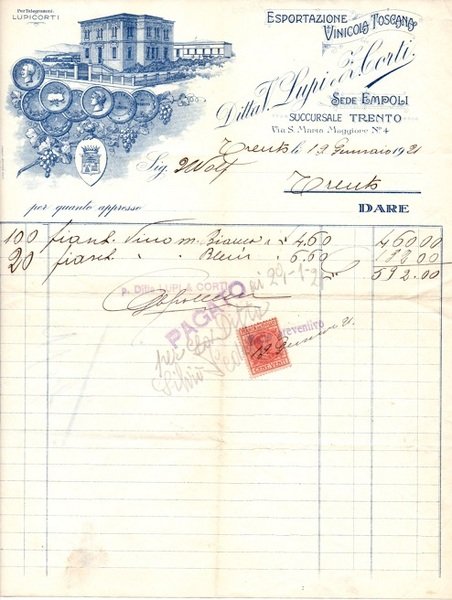 Ditta V. Lupi e Z. Corti: Empoli, Trento.