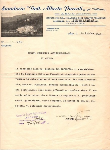 Sanatorio Â”Dott. Alberto ParentiÂ” giÃ Â”VittoriaÂ”: Arco.