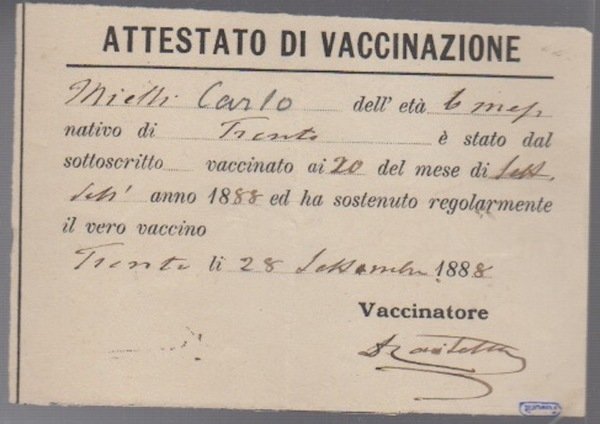 Attestato di vaccinazione.