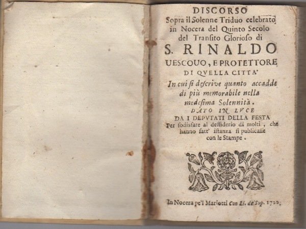 Discorso sopra il solenne triduo celebrato in Nocera del quinto …