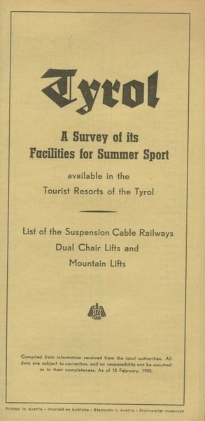 Tyrol, A Survey of its Facilities for Summer Sport.