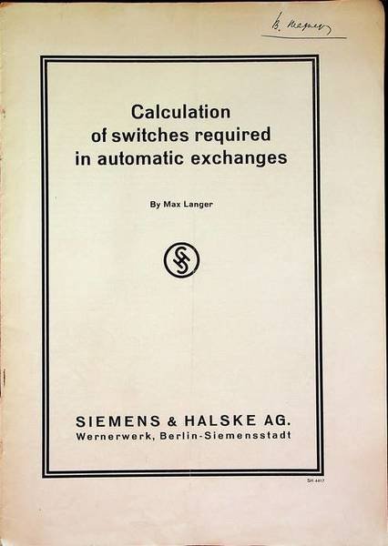 Calculation of switches required in automatic exchanges.