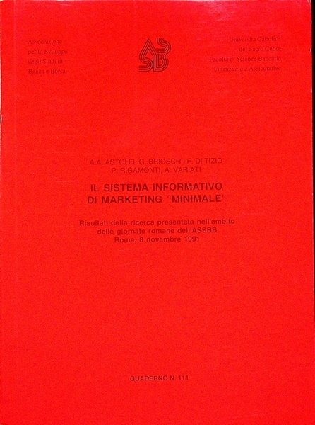 Il sistema informativo di marketing Â”minimaleÂ”: risultati della ricerca presentata …