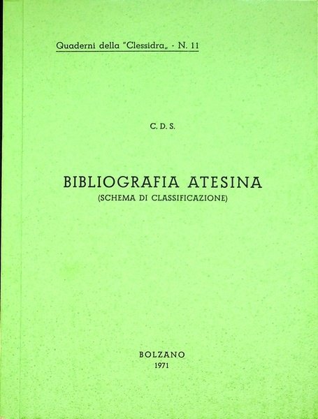 Bibliografia atesina: schema di classificazione.
