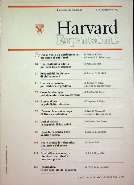 Harvard espansione: N.4 (settembre 1979).
