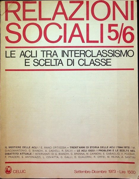 Le ACLI tra interclassismo e scelta di classe.