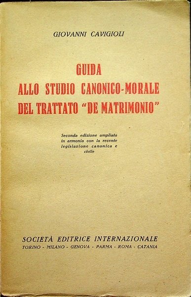 Guida allo studio canonico-morale del trattato De matrimonio.