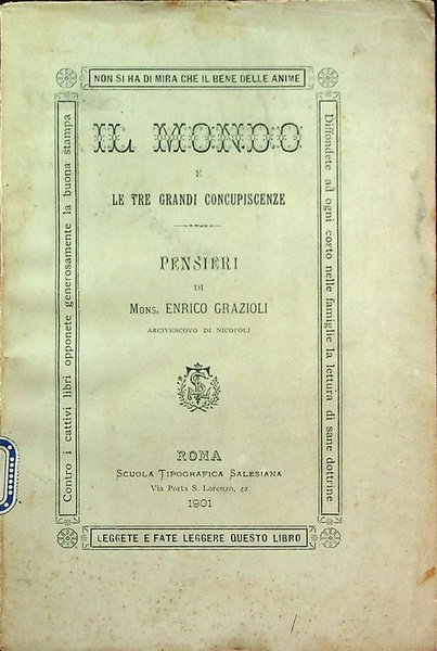 Il mondo e le tre grandi concupiscenze: pensieri.