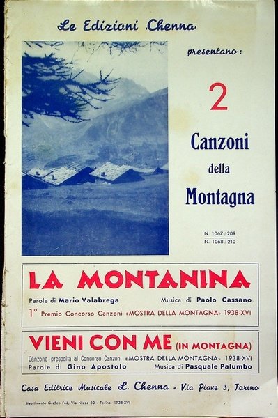 2 canzoni della montagna: La montanina: 1Â° premio concorso canzoni …