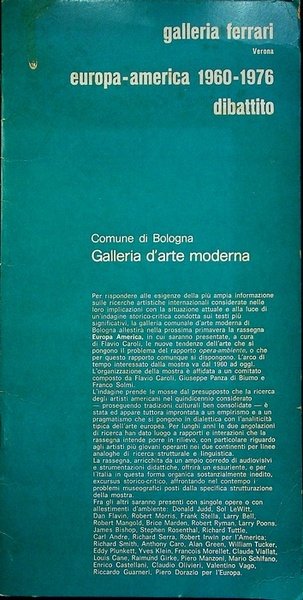 Europa-America 1960-1976: dibattito: Galleria Ferrari, Verona.