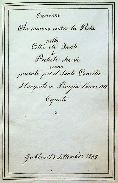 Orazioni che usarono contra la Pesta nella CittÃ di Trento …