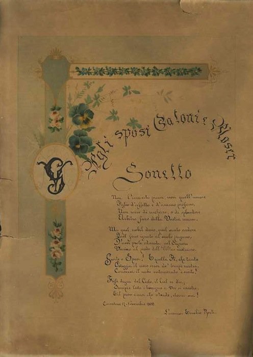 Agli sposi Catoni Bloser.