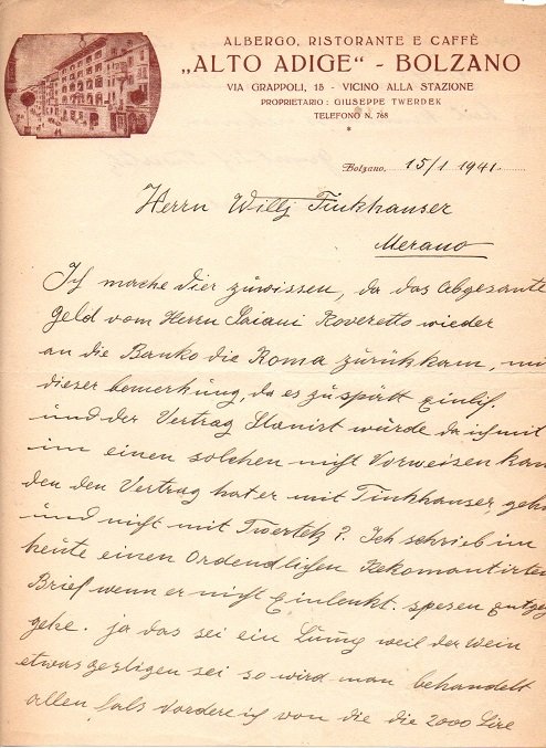 Albergo, ristorante e caffÃ¨ Â”Alto AdigeÂ”: Bolzano.