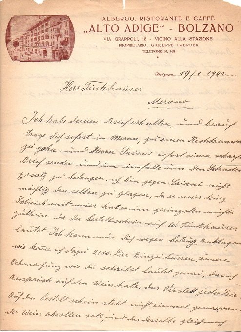 Albergo, ristorante e caffÃ¨ Â”Alto AdigeÂ”: Bolzano.