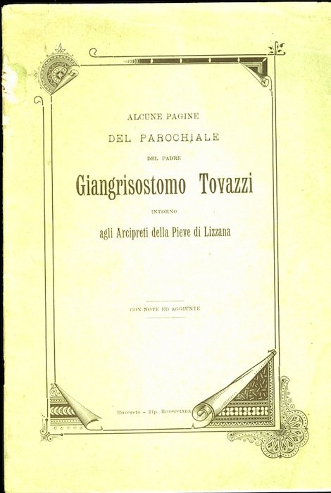 Alcune pagine del parochiale [sic] del padre Giangrisostomo Tovazzi intorno …