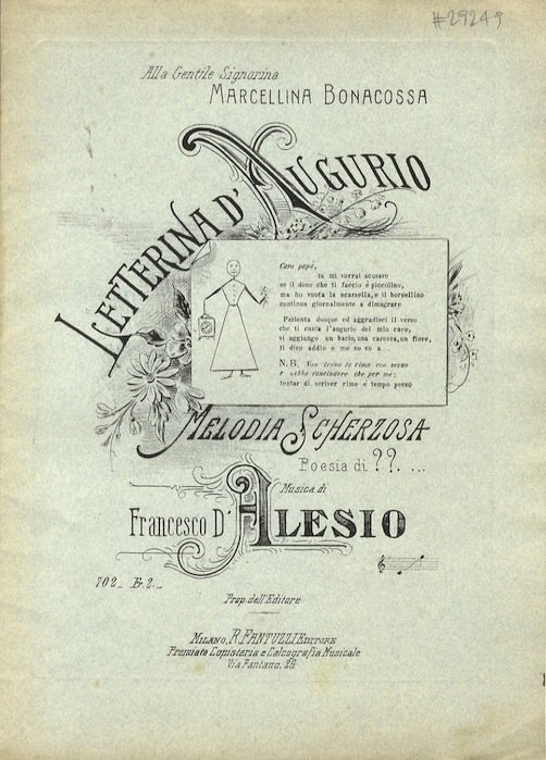 Alla gentile signorina Marcellina Bonacossa: letterina d'augurio: melodia scherzosa: poesia …