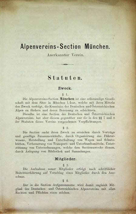 Alpenvereins-Section MÃ¼nchen: Statuten.