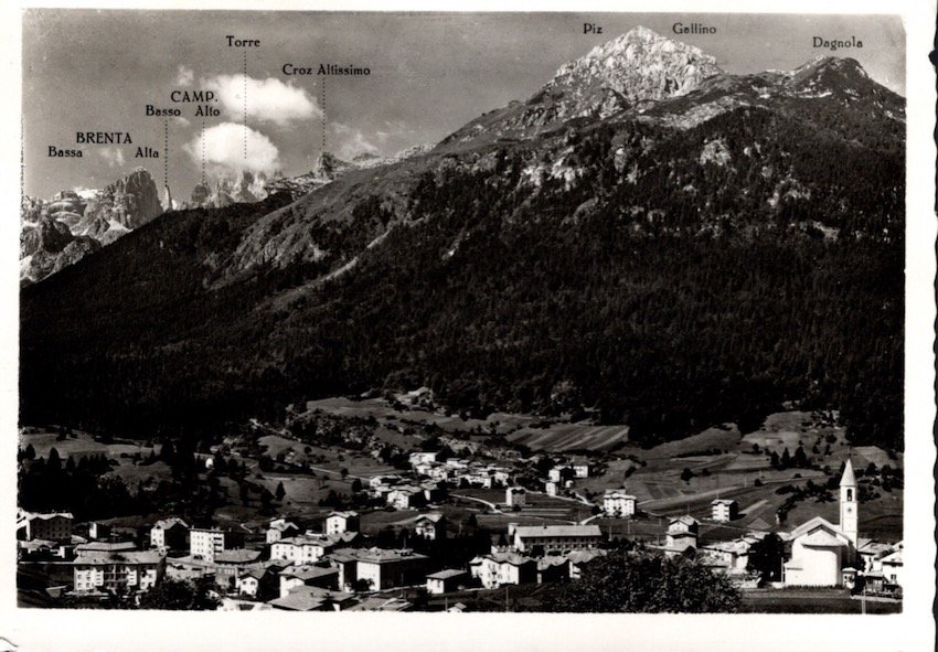 Andalo m. 1042 (Trentino) Panorama con le Dolomiti di Brenta.