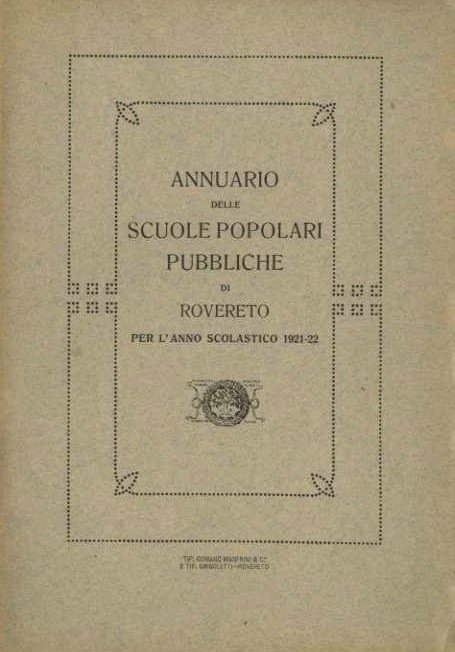 Annuario delle scuole popolari pubbliche di Rovereto.
