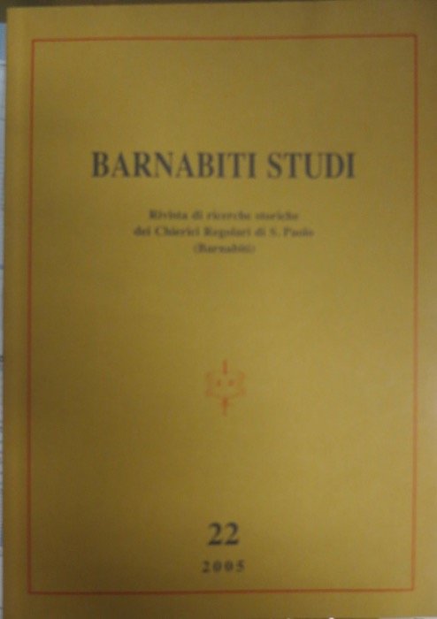 Barnabiti studi: rivista dei Chierici regolari di S. Paolo.