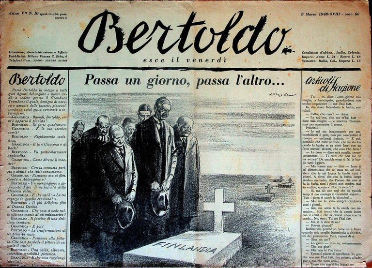 Bertoldo: esce il venerdÃ¬: A. V - N. 10 (8 Marzo 1940).
