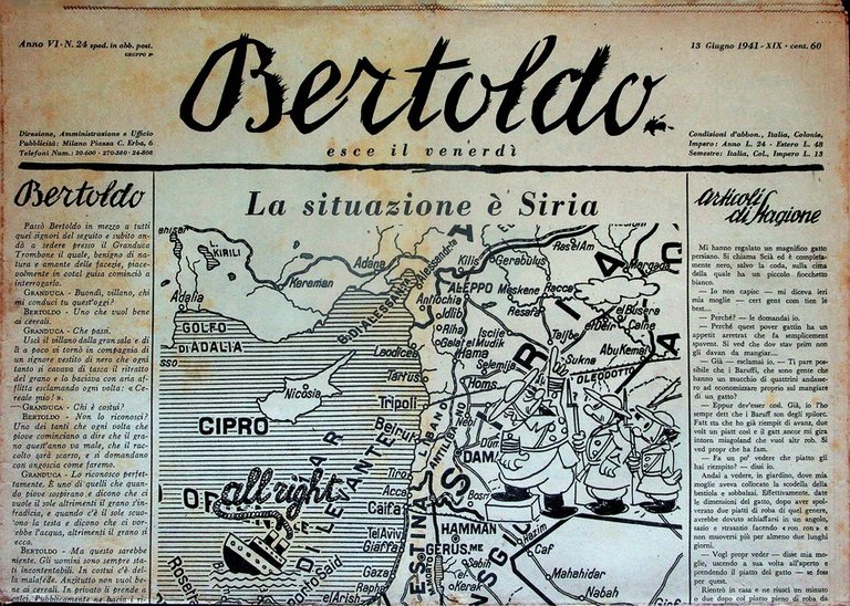 Bertoldo: esce il venerdÃ¬: A. VI - N. 24 (13 Giugno 1941).
