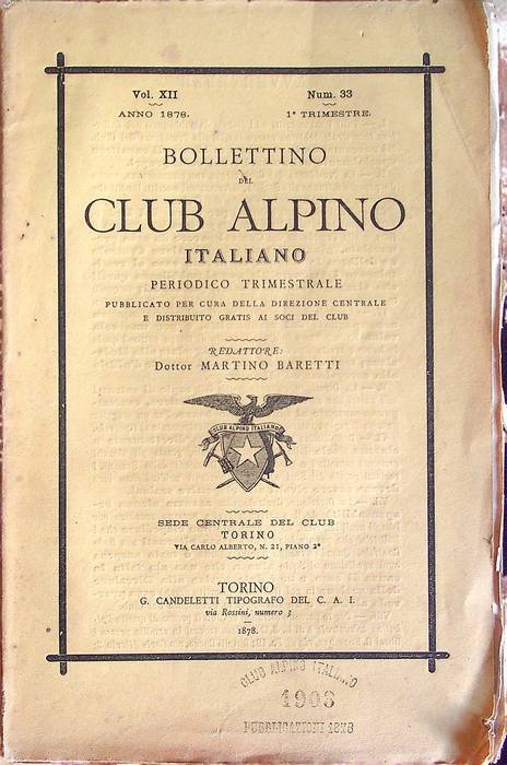 Bollettino del Club Alpino Italiano: Vol. XII - N. 33 …