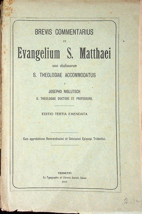 Brevis commentarius in Evangelium S. Matthaei: usui studiosorum S. theologiae … | Immagine principale