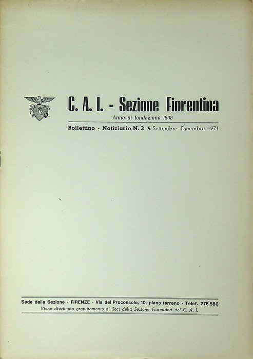 C.A.I. Sezione fiorentina: Bollettino notiziario N.3-4 (settembre-dicembre 1971). | Immagine principale