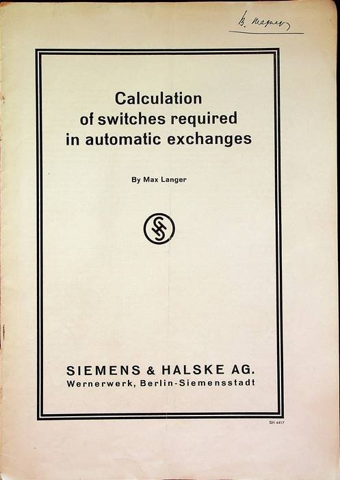 Calculation of switches required in automatic exchanges.