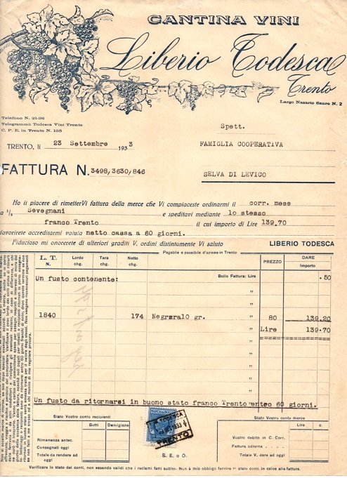 Cantina Vini Liberio Todesca: Trento.