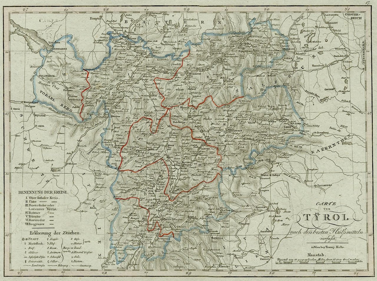 Carte von TÃ¿rol nach den besten HÃ¼lfsmittel verfasst.