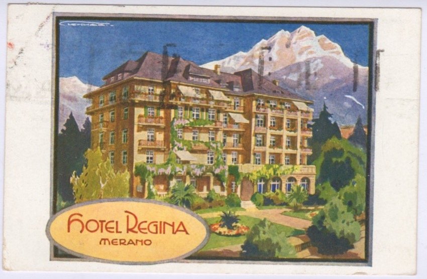 Cartolina illustrata: Hotel Regina: Merano.