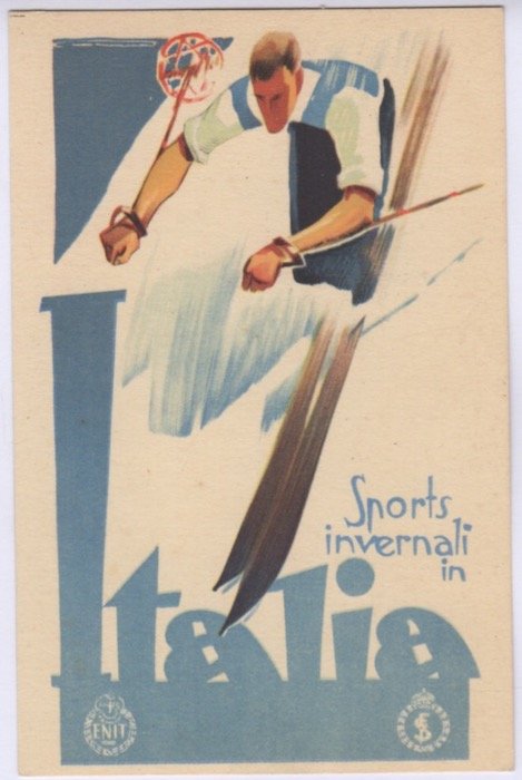 Cartolina illustrata: Sports invernali in Italia.
