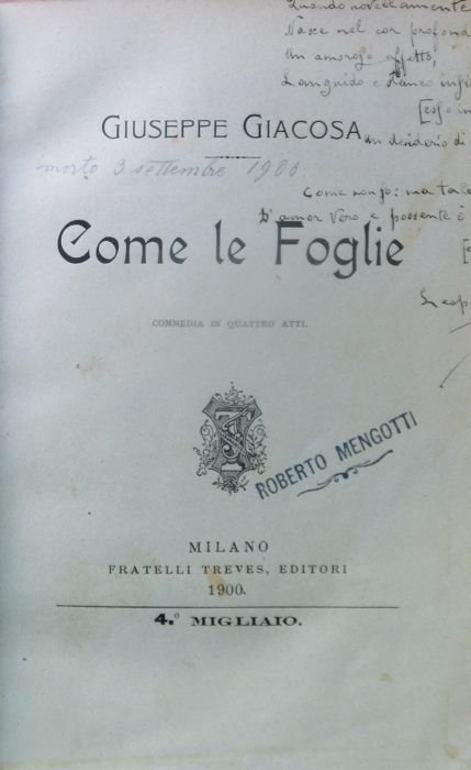 Come le foglie: commedia in quattro atti.