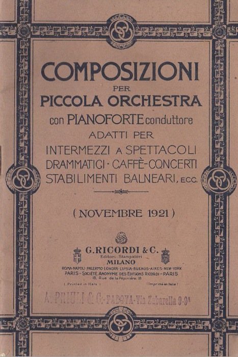 Composizioni per piccola orchestra con pianoforte conduttore adatti per intermezzi …