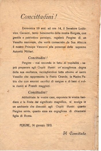 Concittadini!: Domenica 19 and. ad ore 14, il Senatore Lovico …