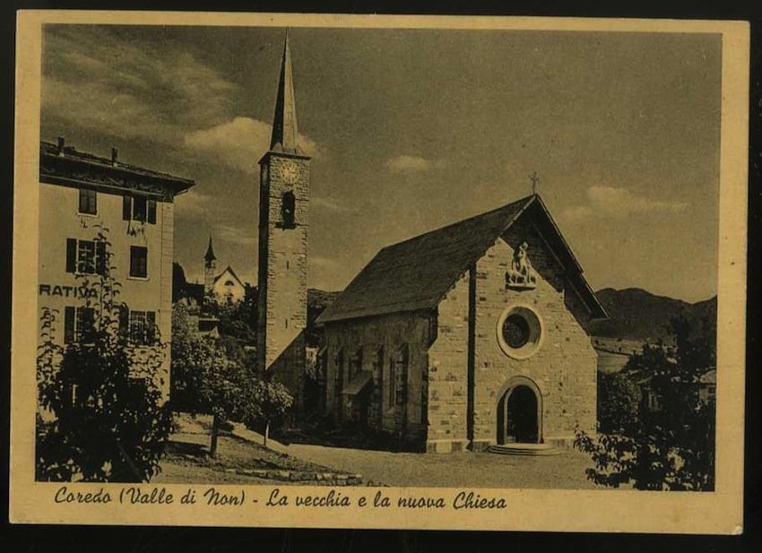 Coredo (Valle di Non). La vecchia e la nuova Chiesa.