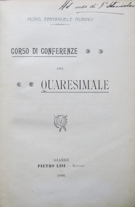 Corso di conferenze per quaresimale.