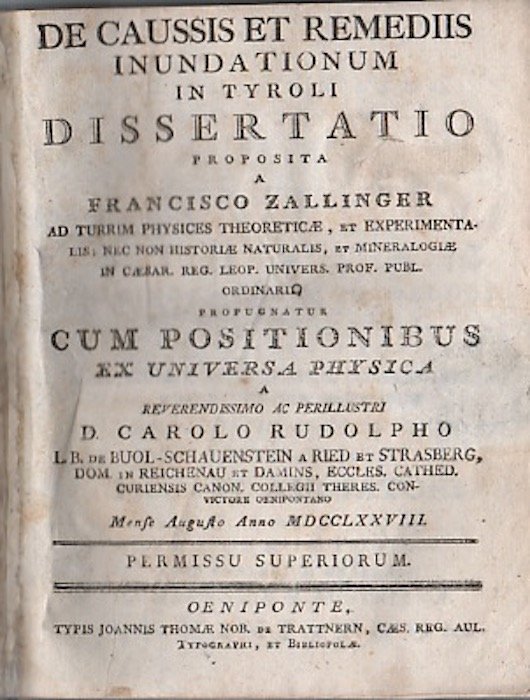 De caussis et remediis inundationum in Tyroli dissertatio proposita a …