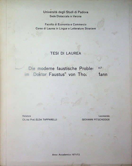 Die moderne faustische Problematik in "Doktor Faustus" von Thomas Mann. | Immagine principale