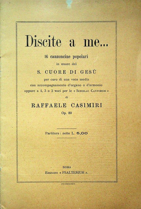 Discite a me.: 16 canzoncine popolari in onore del S. …