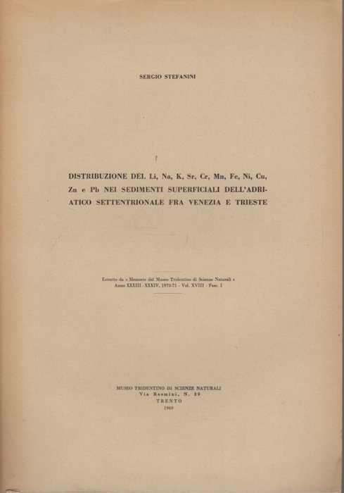 Distribuzione del Li, Na, K, Sr, Cr, Mn, Fe, Ni, …