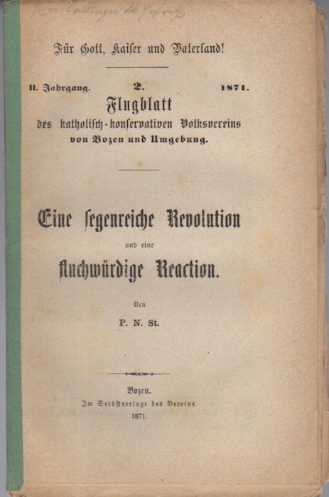 Eine segenreiche Revolution und die fluchwÃ¼rdige Reaction.
