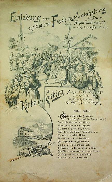 Einladung zur costÃ¼mirten Faschings-Unterhaltung der Section AlgÃ¤u-Immenstadt des deutsch-Ã¶ster. Alpen-Vereins: …