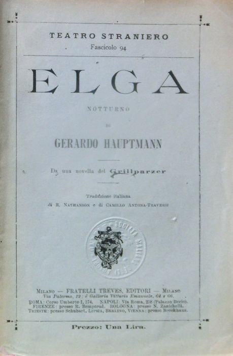 Elga: notturno da una novella del Grillparzer.